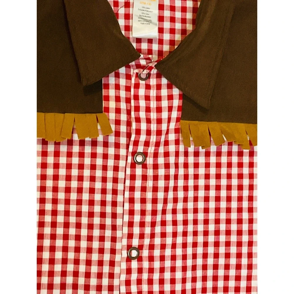 Gymboree cowboy gingham western shirt fringed Halloween costume boys girls 10 12